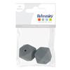 Silicone Beads - ARTEMIO - 17 Mm - Hexagonal - 2 Pieces - Grey