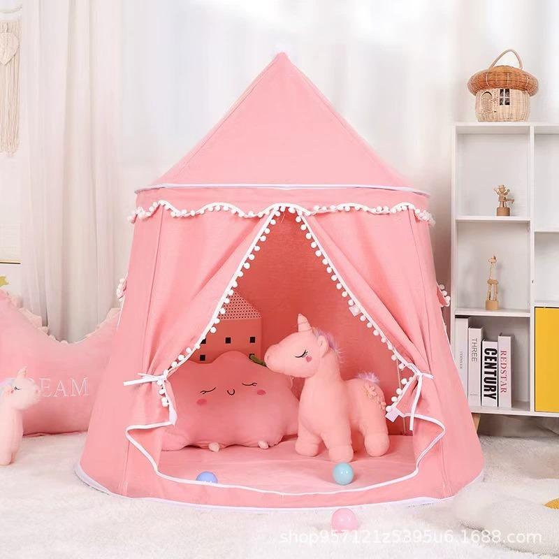Tienda de campaña infantil de algodón y lino casa de juegos portátil para niños y niñas