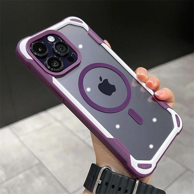For Magsafe Magnetic Wireless Charge Clear Case For iPhone 16 15 14 Plus 13 12 Pro Max Hybrid Armor Bumper Shockproof Hard Cover