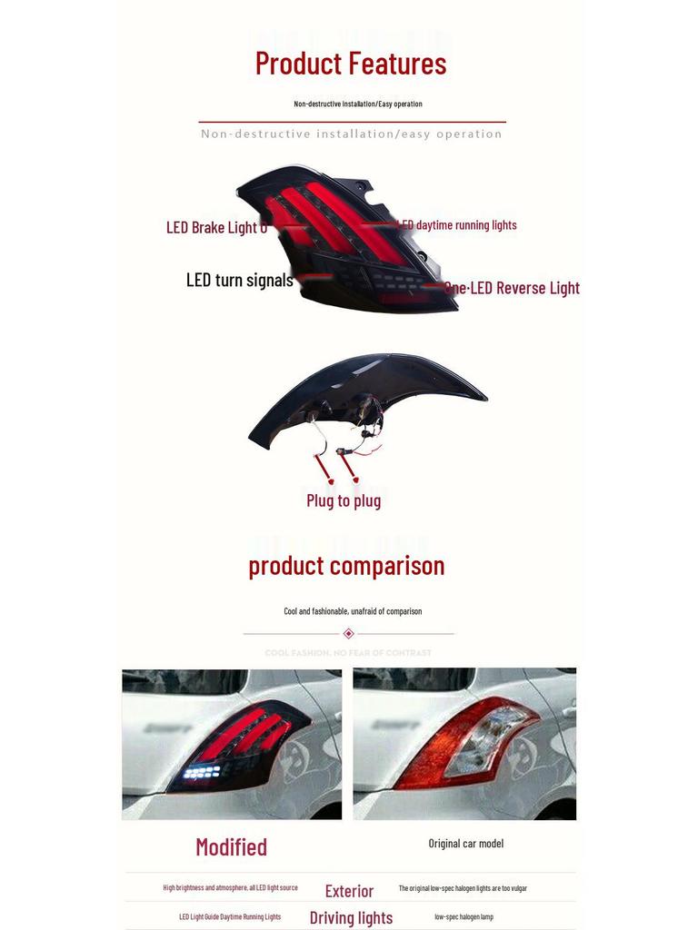 Светодиодная сборка заднего фонаря для Suzuki Swift 2005-2016 гг. с ДХО и поворотниками