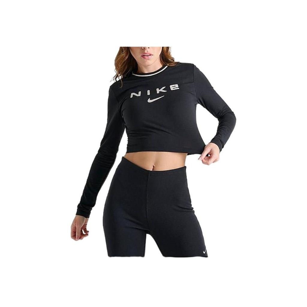 Nike Спортивная одежда Chill Knit с коротким рукавом и круглым вырезом, спортивный свитер для женщин, топы, черный FZ2859-010