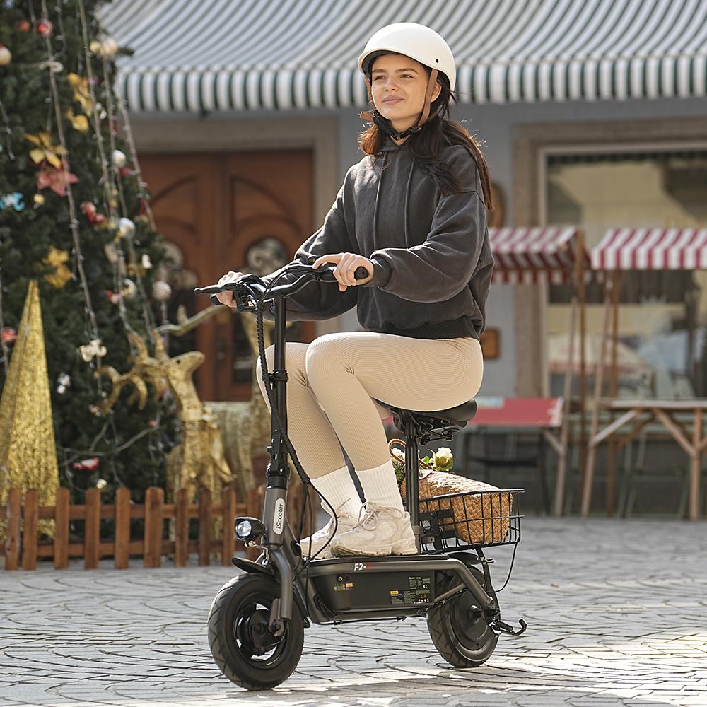 iScooter F2 500W Electric Scooter, 36V 7.8Ah, 30km Range, 10" Air Tires, Dual Drum Brakes, LED Lights for Urban Commute