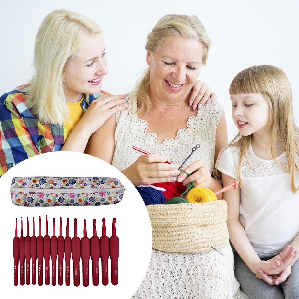 14 шт. эргономичный крючок для вязания, ткачества, рукоделия, 2,0 мм-10 мм, эргономичный крючок для начинающих любителей