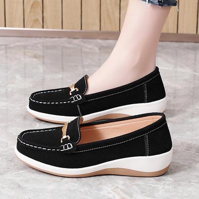 Женские лоферы на плоской платформе, элегантные женские мокасины из замшевой кожи, женские мокасины слипоны, женская черная повседневная обувь