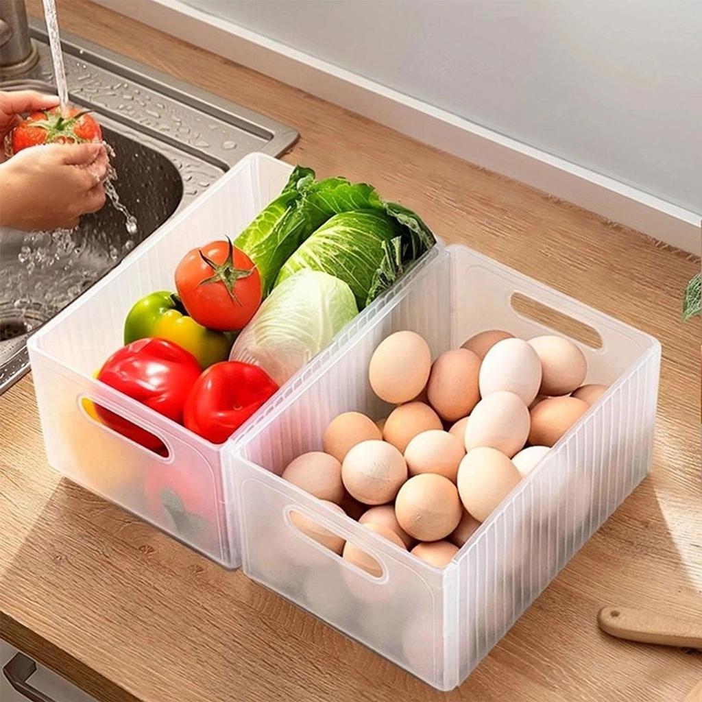 Fridge Folding Food Storage Box With Handle Large Capacity Egg Box Fruit Vegetable Storage Container Kitchen Organizer