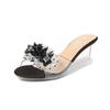 Women's Simple Sandals 6Cm Crystal Slippers Fashion Transparent Wedges