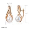 Kinel Pearl Drop Earrings For Women Rose Gold Color Bride Wedding Elegant Jewelry Memorial Day Gift