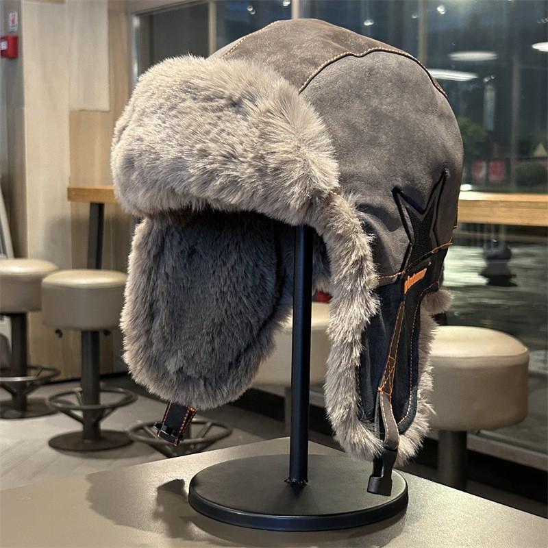 Unisex Winter Warm Fleece Lined Aviator Hat With Ear Flaps Windproof Outdoor Riding Cap Men Women