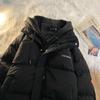 American New Trend Hooded Coat Cotton-padded Clothes Y2K Street Retro Zipper Hooded Down Jacket Parkas Winter Thick Coat