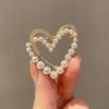 Women Brooch Faux Pearl Rhinestone Decor Heart Shape Stainless Anti-slip Wear-resistant Coat Collar Hat Scarf Decoration Clothes Pin Garment Jewelry