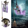 6 FT Halloween Flying Witch Decor Voice Activated Animatronic Witch On Broom with Light-up Eyes for Garden Yard Lawn Outdoor Indoor Decor