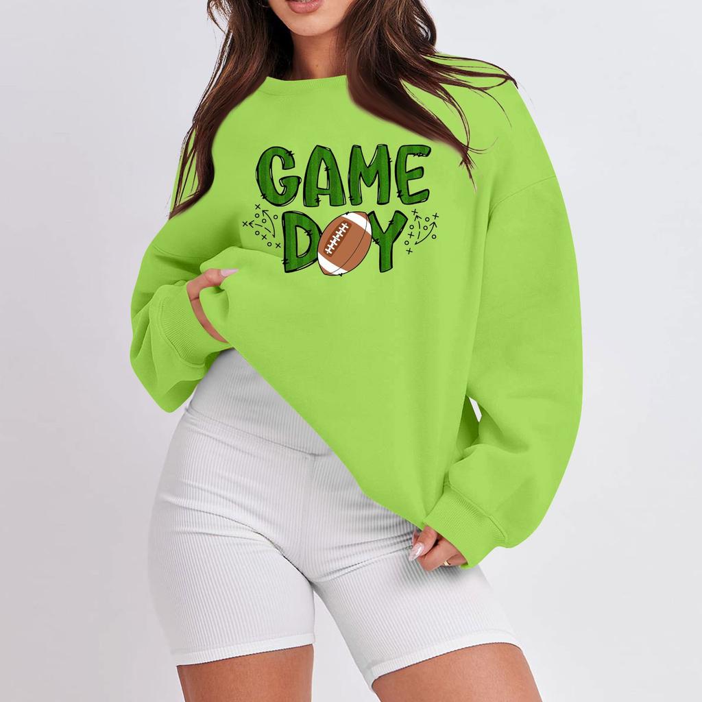 Women's Casual Fashion Long Sleeve Print Round Neck Loose Sweatshirt Top