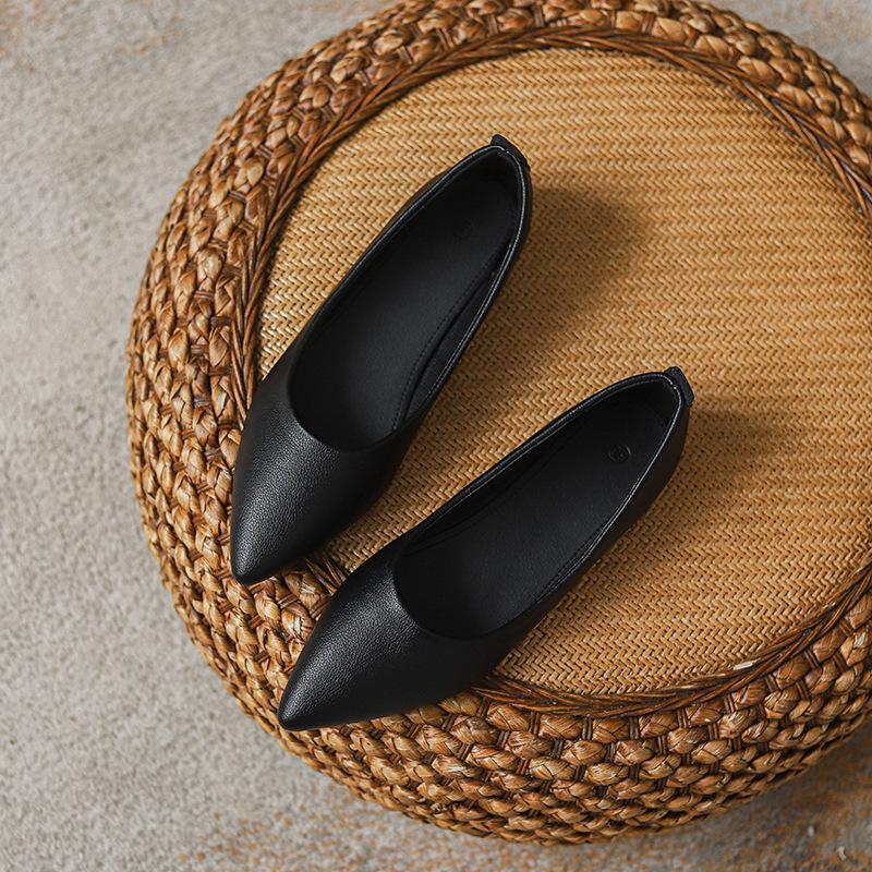 Мода лето 2024 новые туфли с острым носком и плоским носком женские рабочие туфли черные повседневные удобные лоферы на плоской подошве zapatillas mujer