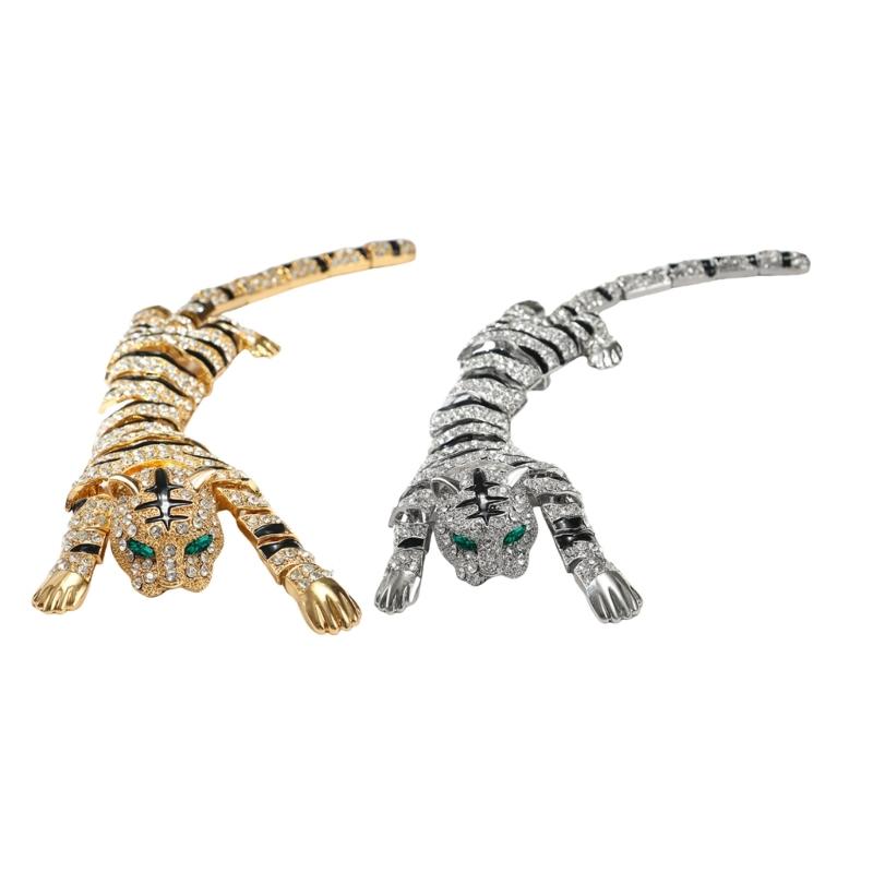 Vintage Rhinestones Tigers Brooch Elegant Rhinestones Tigers Brooch Accessory for Making a Statement at Any Event