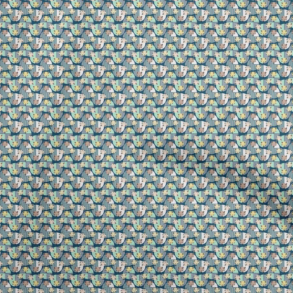 oneOone Ткань Cotton Flex Light Blue для детских поделок с животными, декоративная ткань с принтом по ярдам, 40 дюймов