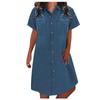 Women's Fashion Short Sleeve Pocket Solid Color Casual Denim Dress
