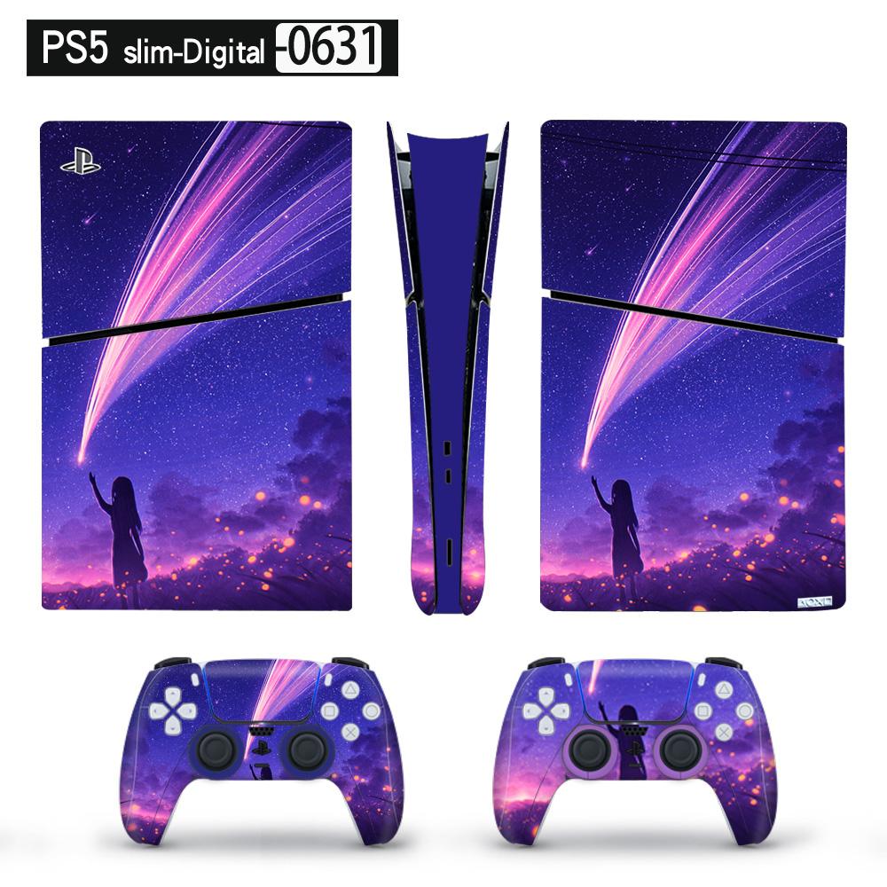 Художественная виниловая наклейка для тонкой цифровой консоли PS5 и 2 контроллеров, наклейка
