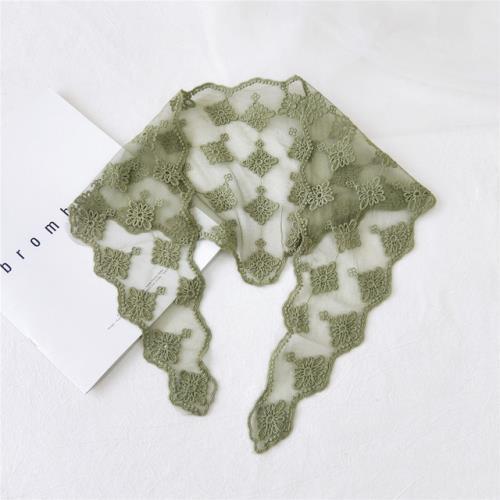 Summer Fashion Transparent Lace Embroidered Triangle Scarf Women's Hollow Scarf Floral Scarf for Women