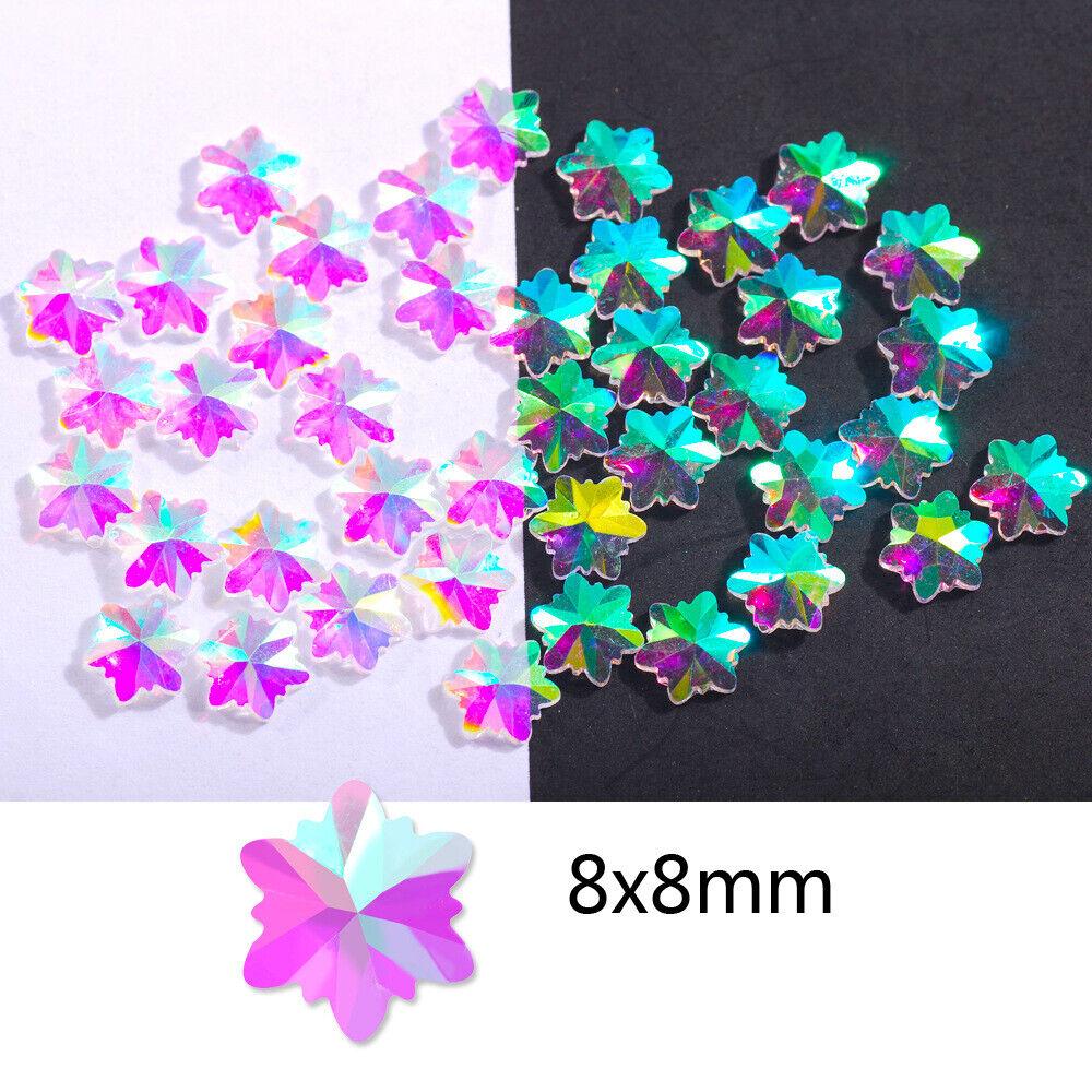 100Pcs Aurora Resin 3D Nail Rhinestones Crystal Gem Stone Nail Art Decoration