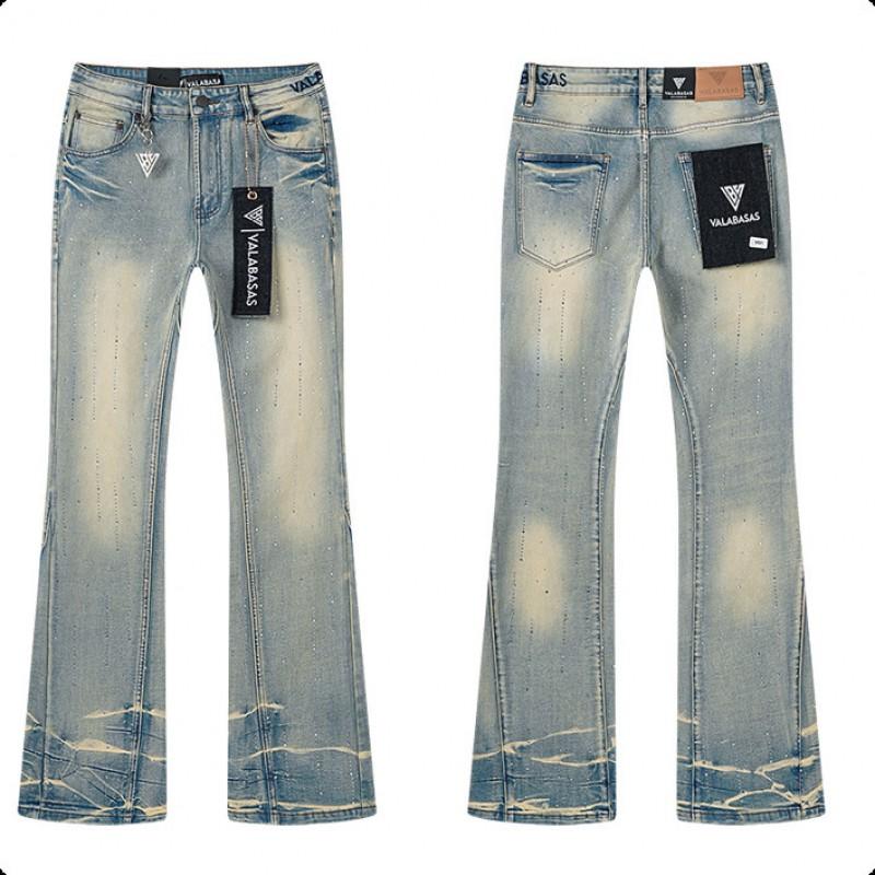 Valabasas Style '' Retro Distressed Washed Stretch Flare Jeans Men Women Streetwear Casual Pants