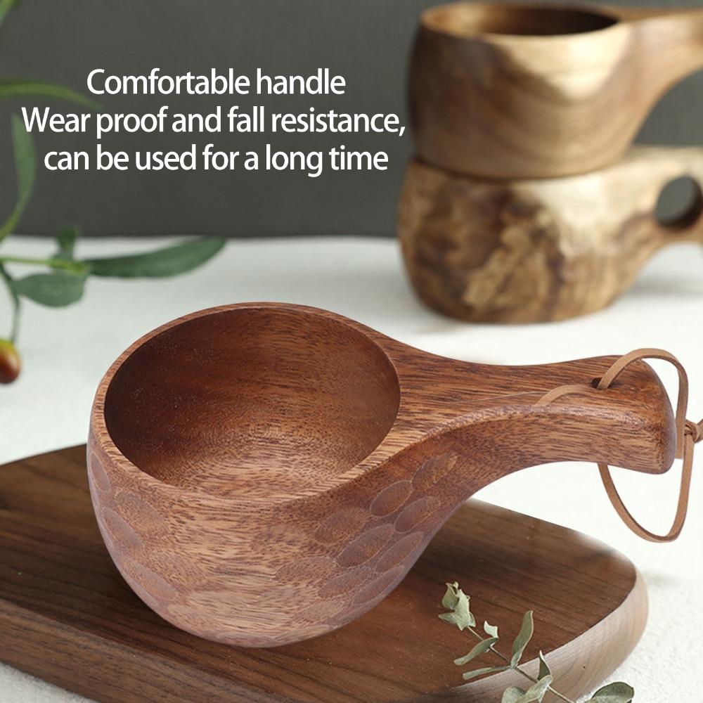 Portable Wooden Cup Hand Carving Wooden Tea Cup Kuksa Wood Coffee Mug Home