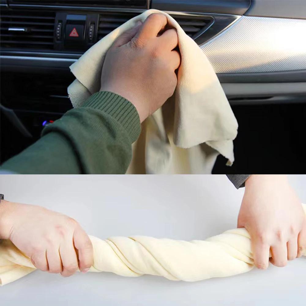 Полотенца для мытья автомобиля из натуральной замши, супер впитывающие салфетки для сушки и чистки окон автомобиля, быстросохнущее полотенце для мытья автомобиля