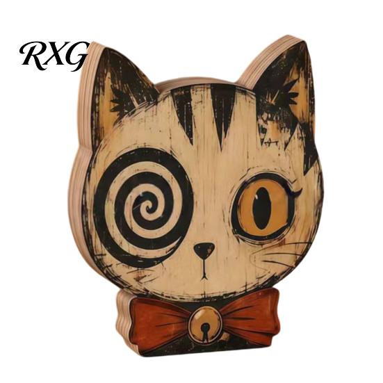 Artistic Home Office Decor Halloween Wooden Ornaments, Distressed Pumpkin/Cat Decorations, Desktop & Wall Modern Retro Desk Display Decors for Autumn