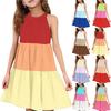 Детское летнее повседневное модное платье без рукавов с круглым вырезом