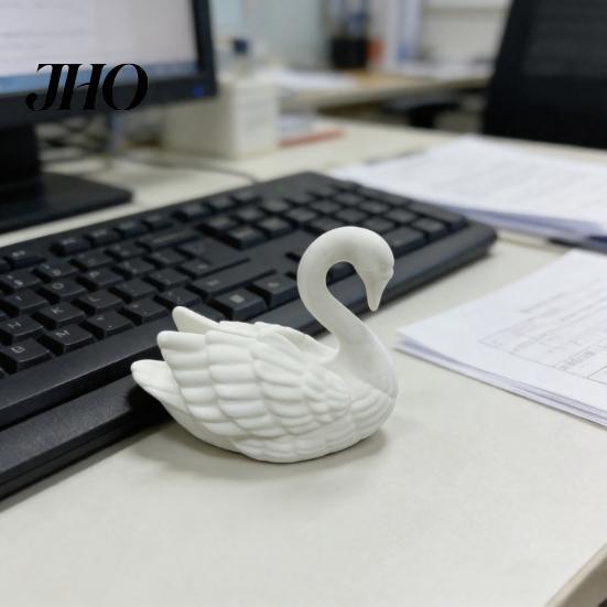 Elegant Swan Figurine 3D Printed White Figurine, Modern Minimalist Statue Decoration, Animal Desktop Sculpture Desk Ornament for Home Office