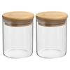 PATIKIL 17oz Glass Jars with Airtight Bamboo Lids, Set of 2, Clear Food Storage Jars for Nuts, Sugar, Coffee Beans, and Spices (12x8cm)