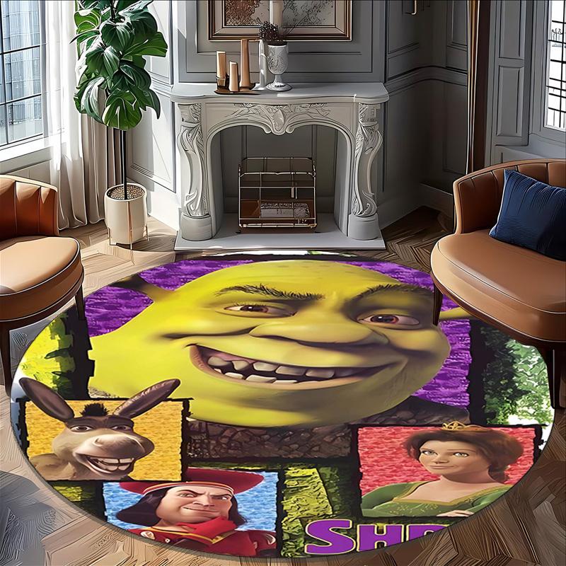 1pc Shrek3 Print Round Carpet Chair Round Carpet Suitable for Bedroom Living Room Home Decorative Carpet