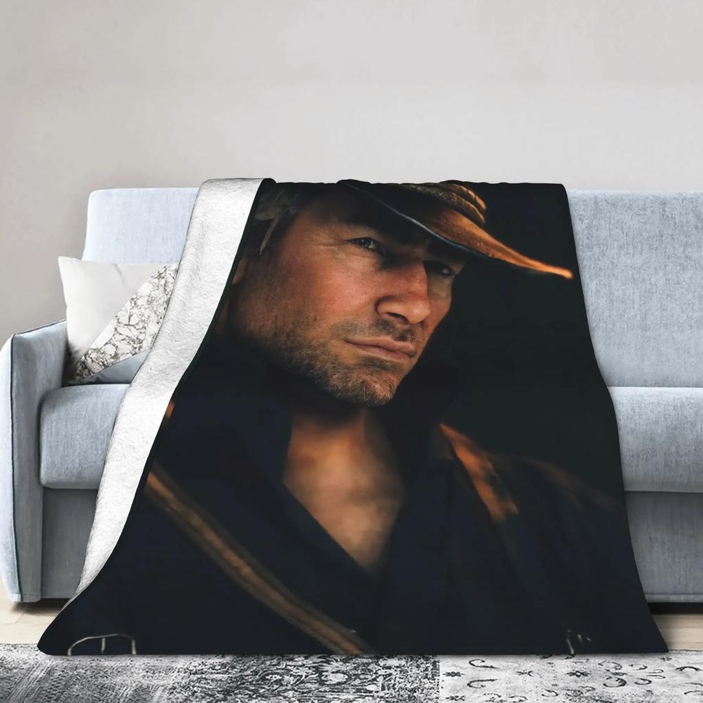 Плед Arthur Morgan RDR Видеоигра Высококачественный Мягкий Теплый Плед для Кровати Дома На Улице Эстетичное Покрывало для Осени Мальчики Девочки