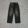 Jeans High Street Embroidery Trendy Casual Straight Leg