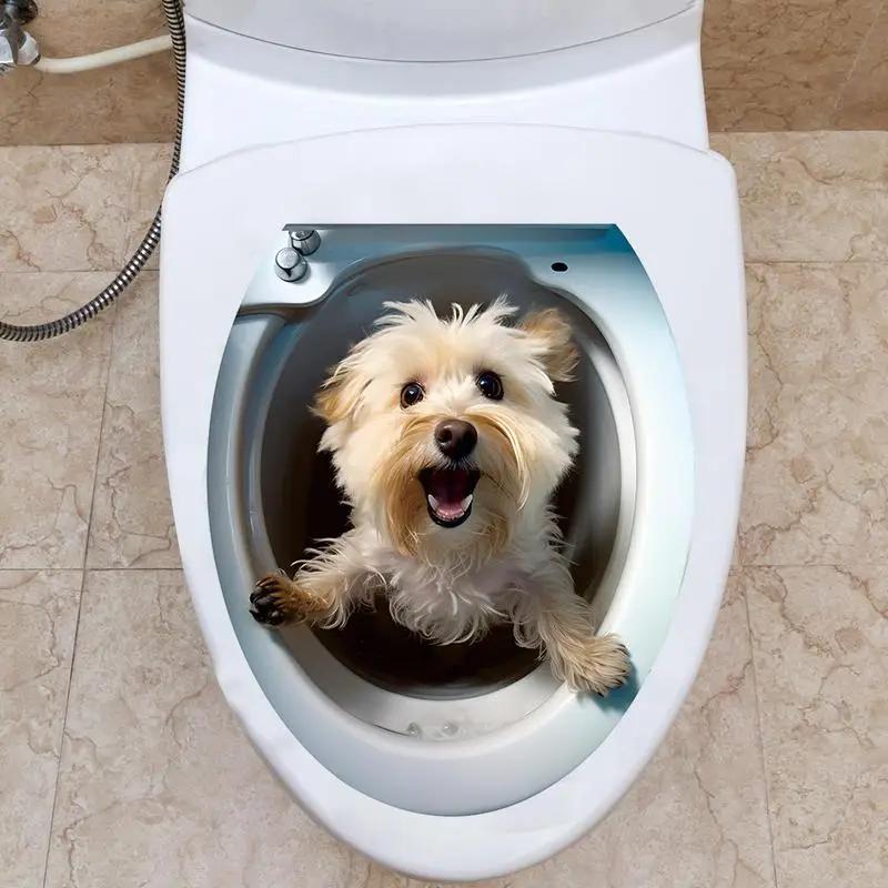 Креативная 3D белка котенок щенок мышь енот животное туалет наклейка украшение для дома ванная комната настенная наклейка самоклеящаяся наклейка