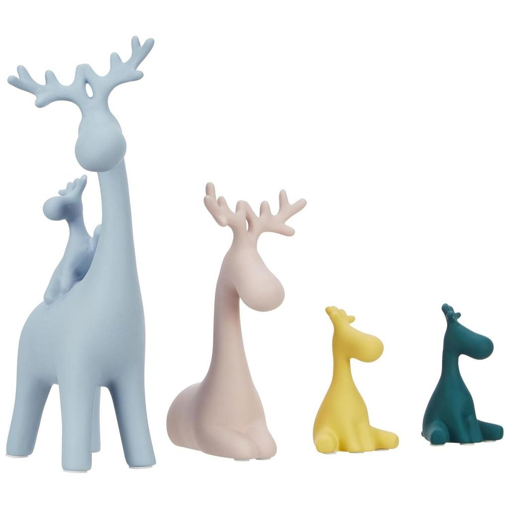 Статуэтка семьи оленей для домашнего декора | Набор фигурок из смолы (Упаковка из 4 штук, разноцветная)