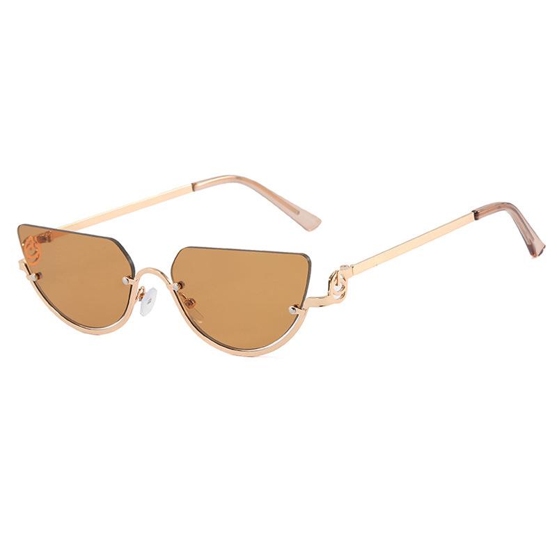 Women Semi-Rimless Sunglasses Luxury Small Size Gradient Sun Glasses Ladies Popular Sunscreen