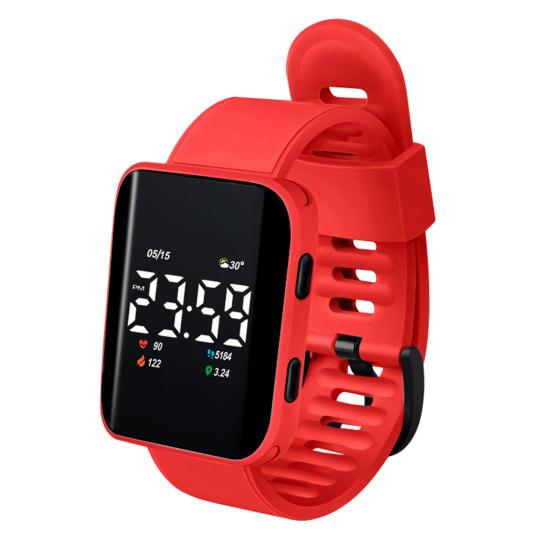 Повседневные цифровые спортивные часы со светодиодным цифровым дисплеем, большой квадратный циферблат, эргономичный дизайн, силиконовый браслет, часы