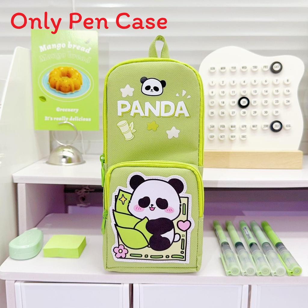Cartoon Panda Pencil Case With Large Capacity For Students Durable Oxford Material