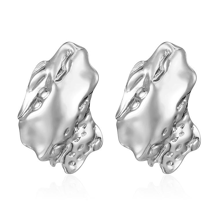 Необычные серьги-гвоздики Простые серьги-плиссе из нержавеющей стали с метеоритом и лавой Уличная бижутерия