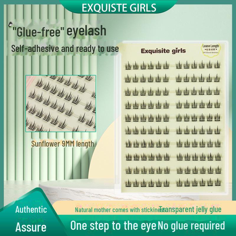 Самоклеящиеся прозрачные накладные ресницы цвета подсолнечника, натуральные, для начинающих, трехслойные