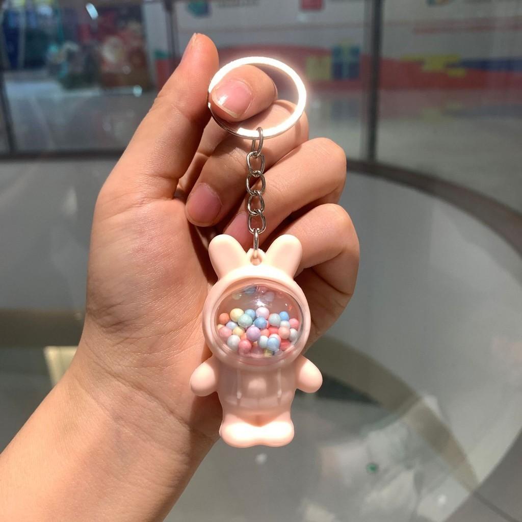 Adorable Cartoon Rabbit Keychain Cute 3d Key Ring For Car Keys In Pink