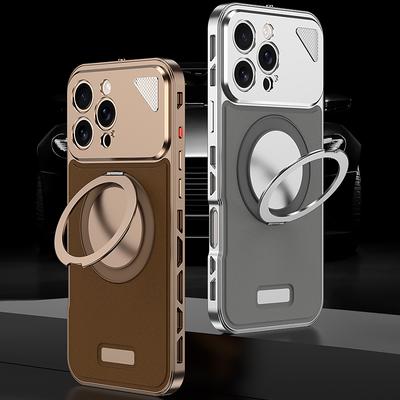 Роскошный чехол-подставка с магнитным покрытием для iPhone 16 Plus 15 14 Pro Max 13, кожаный противоударный чехол для телефона с беспроводной зарядкой MagSafe