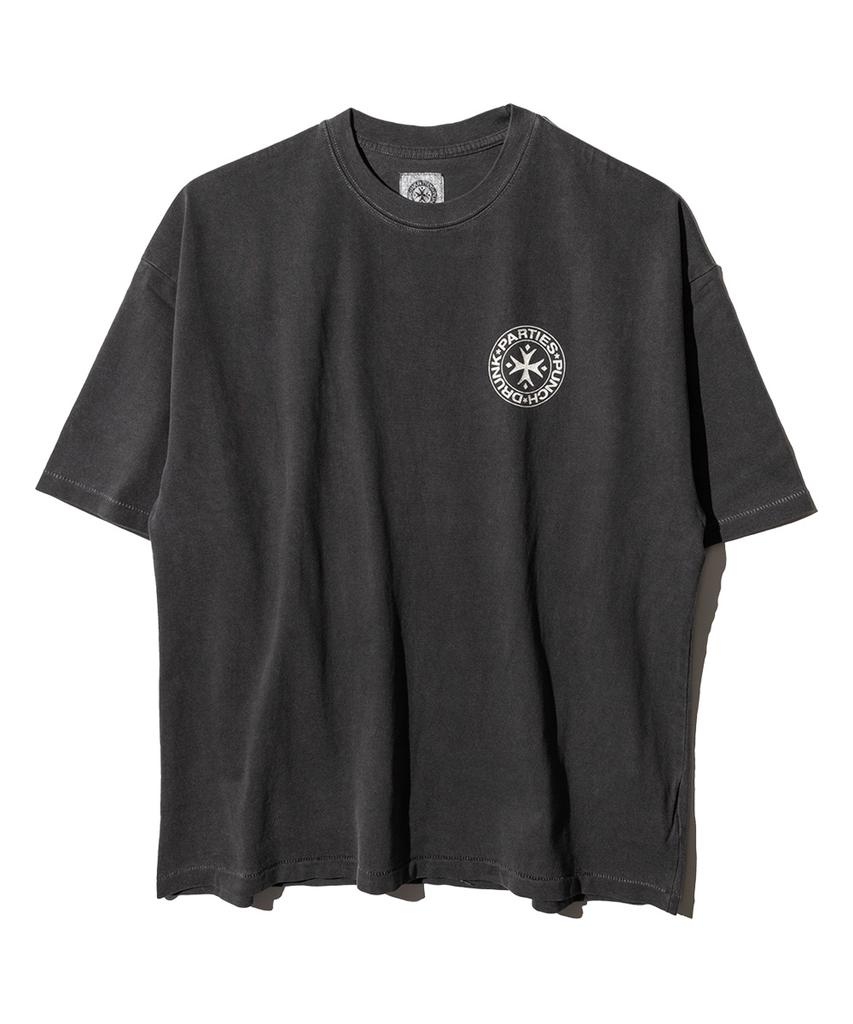 PUNCH DRUNK PARTIES Circle Logo Garment Dyed Tee (Charcoal)