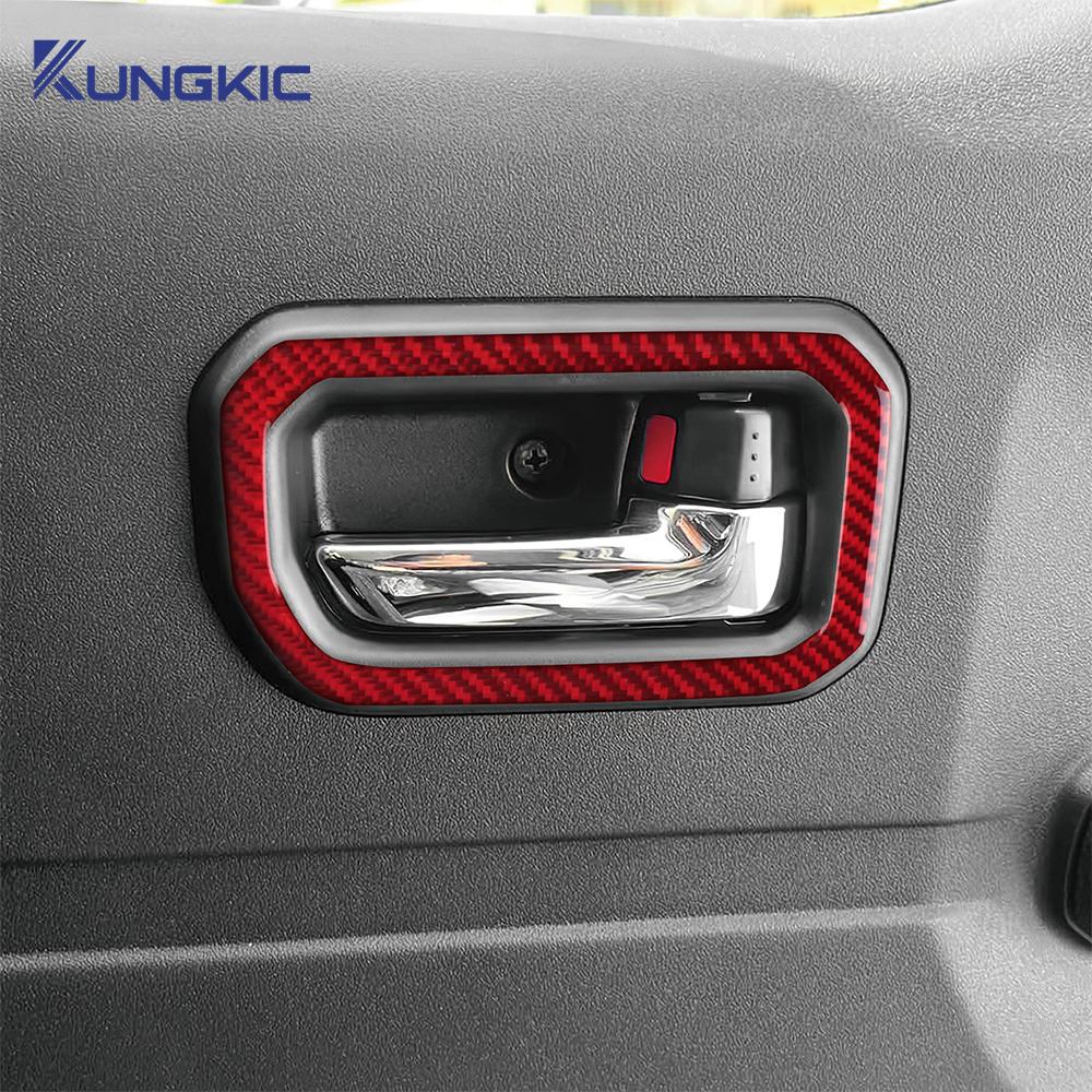 Наклейка из настоящего мягкого углеволокна для Suzuki Jimny 2019 2020 2025 2025 2025 2025 2025 LHD RHD Отделка рамки внутренней ручки двери автомобиля