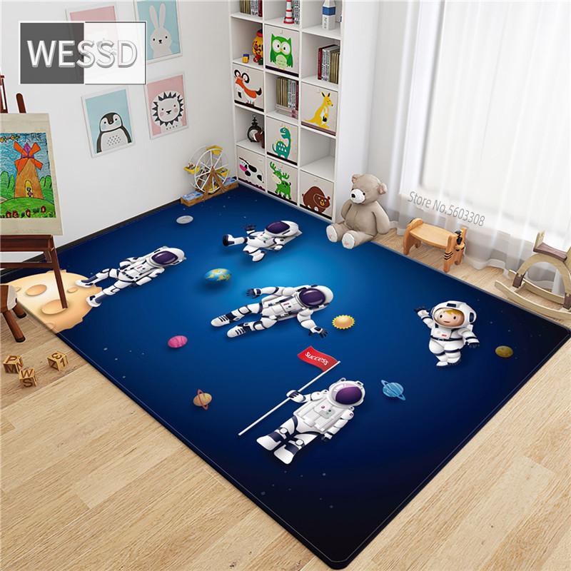 3D ковер с рисунком ракеты-космонавта, космический фланелевой губчатый коврик, коврик для подростковой комнаты, милый коврик, прикроватный ковер