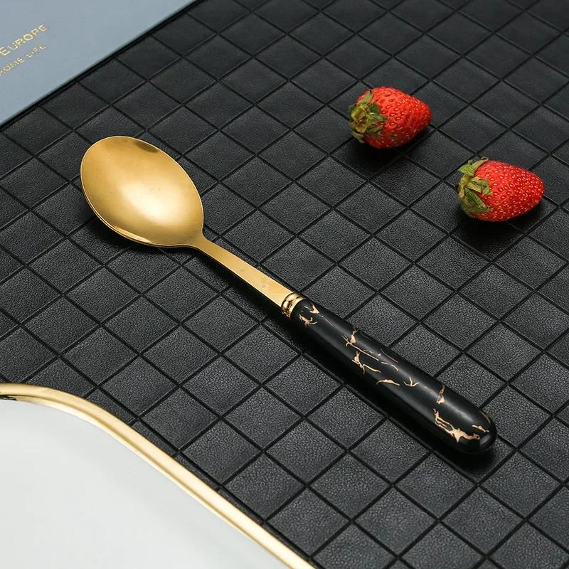 Stainless steel spoon imitation ceramic handle net red spoon Korean spoon beauty creative home coffee stirring spoon