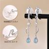Blue Topaz Earrings for Wedding 925 Sterling Metal Painless November Her White Everyday Use FH.bird Women, Dangle, Earrings, Silver, Hypoallergenic,