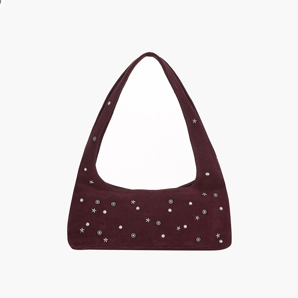 Margesherwood Halter Hobo_Wine Studded Suede