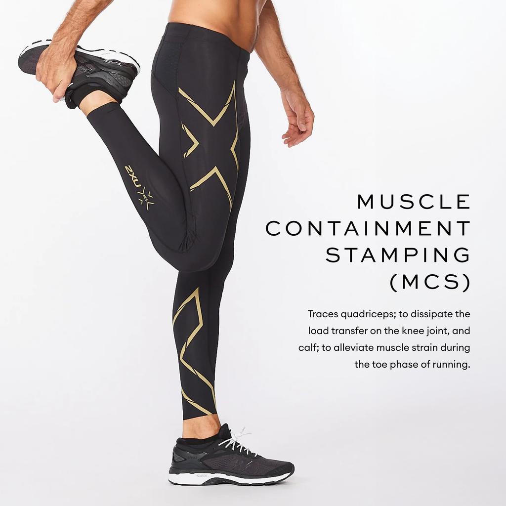 2XU MCS Беговые компрессионные спортивные длинные компрессионные поддерживающие тайтсы и Номер продукта MA5305B Тайтсы, Мужские, Всесезонные тайтсы, Черные, Нижнее белье, Тайтсы,