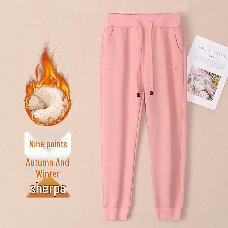 Женские флисовые спортивные штаны GAGN темно-синего цвета: Плотные, Теплые, Свободный крой «фонарик», Высокая талия, Стройнящие, Спортивные брюки с манжетами